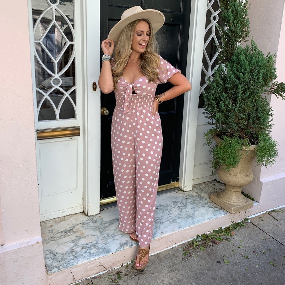 Pink polka dot jumpsuit